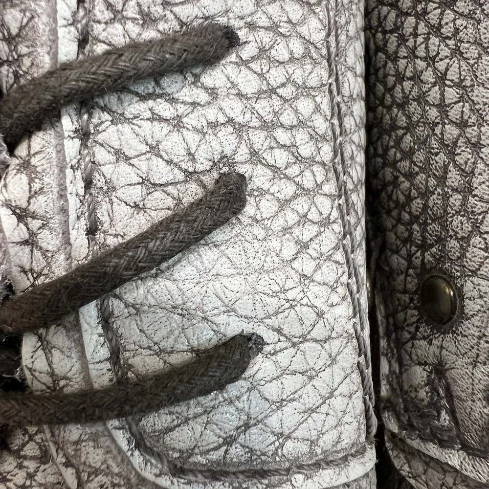 Bed Stu Dupont Men's Size 13 Gray Textured Distress Leather Lace Up Oxford Shoes
